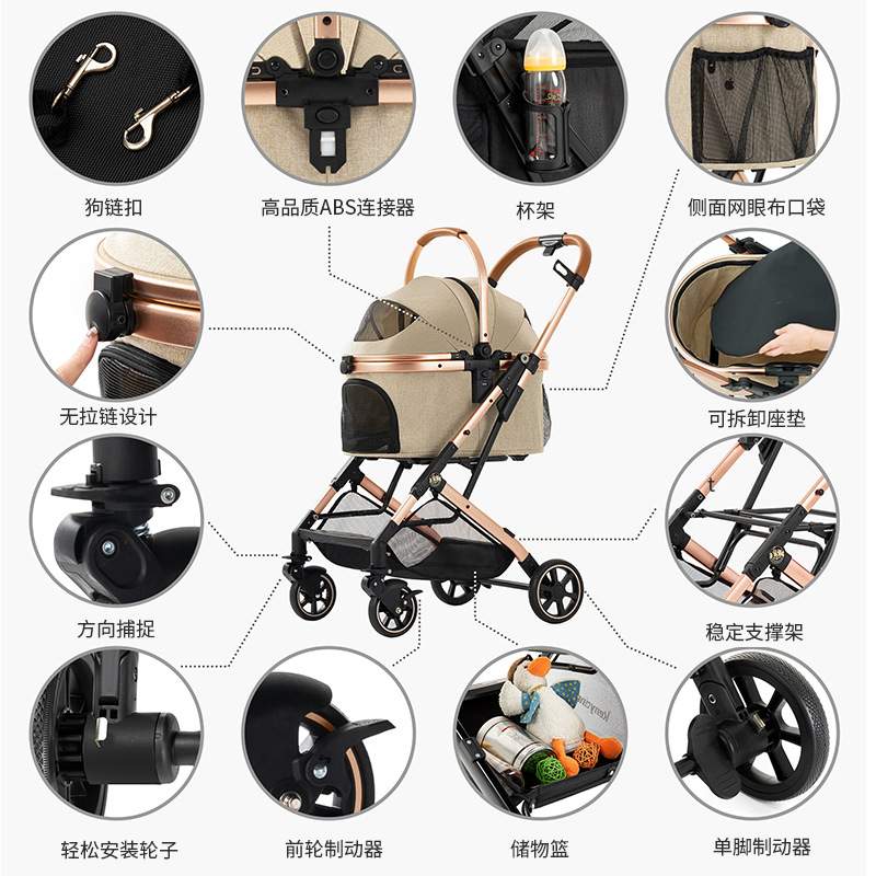 kenyone可分离宠物推车中小型折叠猫狗手推车户外出行代步推推车
