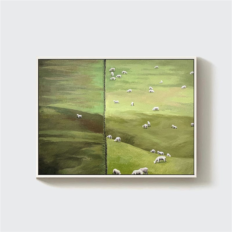 孤独的山羊】梵布高装饰画客厅背景墙卧室挂画定制手绘肌理油画