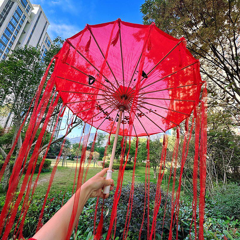 古装油纸伞绸布雨伞古典伞舞蹈伞演出道具装饰吊顶伞结婚伞新娘伞