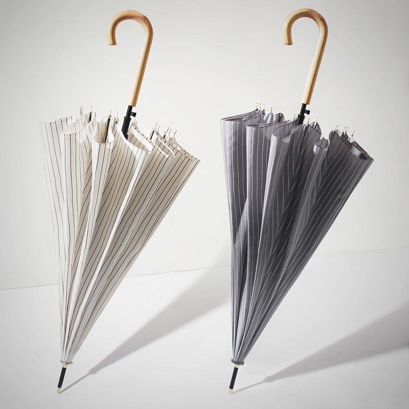 小新文艺雨伞晴雨两用长柄弯钩条纹伞女韩国时尚学生用伞