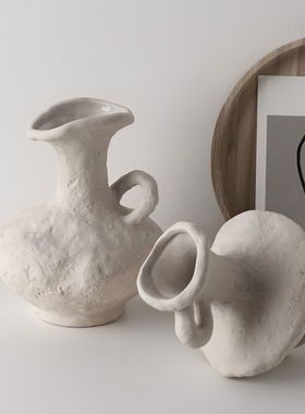 侘寂风文艺术感素胚陶瓷花瓶器民宿复古陶艺摆件民宿手作软装