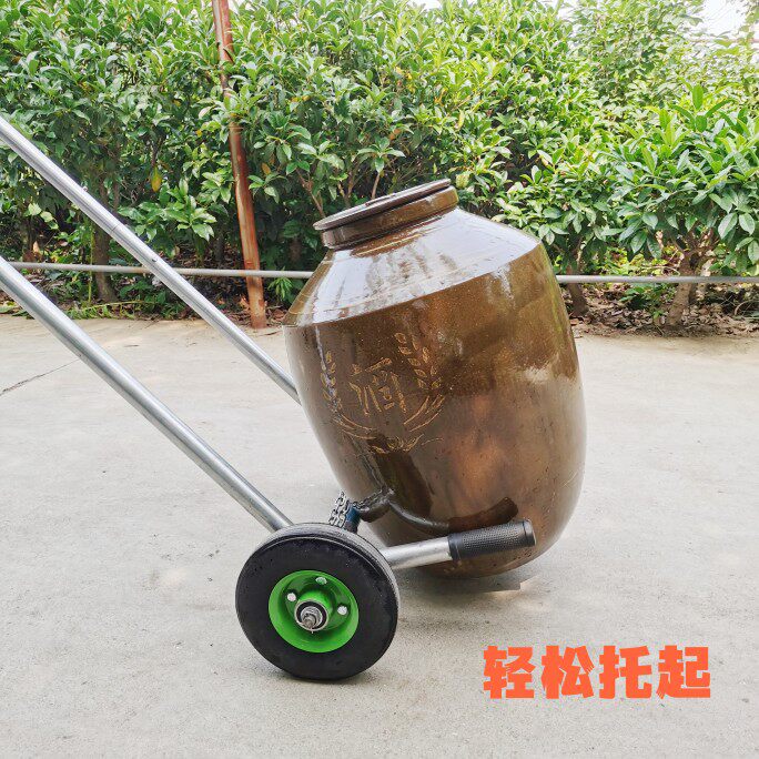 酒坛小推车酒罐子推车搬运车车手拉车大酒缸商用圆桶推车