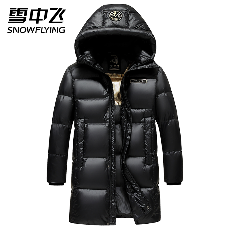 加厚鹅绒款男士亮面连帽外套