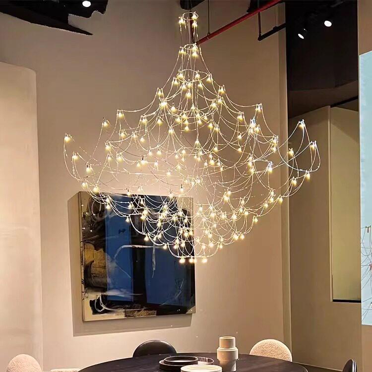 意大利客厅主灯水晶灯LED轻奢餐厅满天星萤火虫别墅复式楼大吊灯