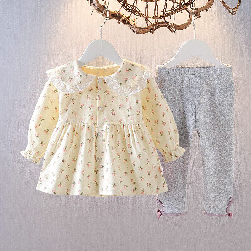 婴儿童装0女童春秋天衣服洋气1-3岁套装女宝宝秋装公主碎花两件套