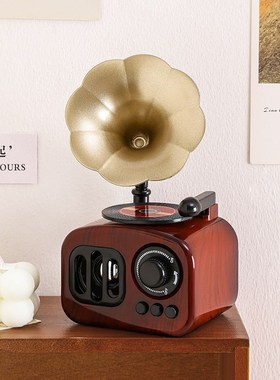 复古留声机摆件创意客厅家居玄关桌面音乐盒怀旧装饰品小众高级感