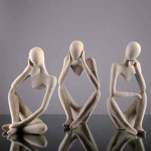 北欧创意抽象人物思考者摆件工艺品书房客厅电视柜轻奢软装装饰品