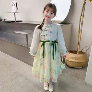 女童连衣裙2024新款春装儿童新中式国风汉服公主裙春秋款女孩裙子