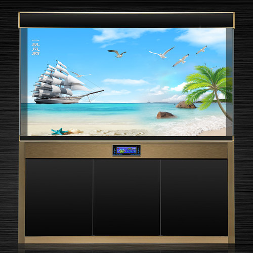 鱼缸背景贴纸背景图高清鱼缸壁纸造景画装饰画外贴单面静电贴纸画