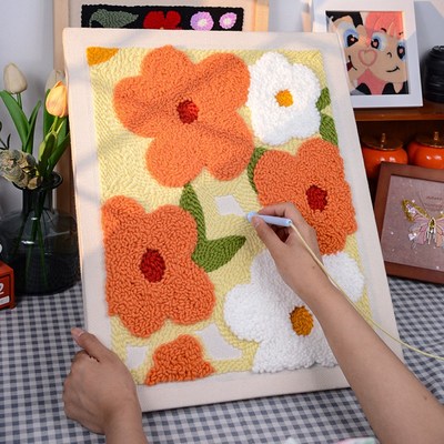 俄罗斯戳戳绣diy手工材料包欧式小清新花朵挂画摆件客厅卧室立早