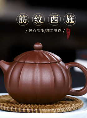 宜兴紫砂壶名家王志强纯手工正宗紫砂茶壶紫砂筋纹西施茶具老紫泥