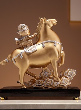 马上有钱新中式摆件客厅酒柜电视柜装饰品办公室摆设乔迁新居礼品