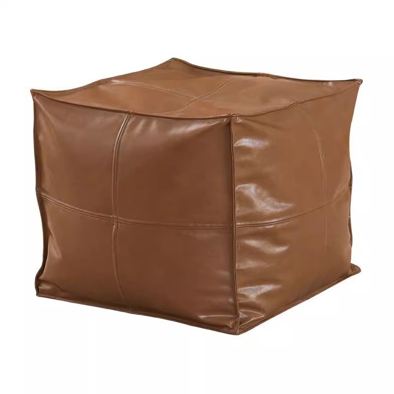 轻奢油蜡皮座墩子客厅沙发蒲团坐垫家用脚踏换鞋凳旧衣物收纳软凳