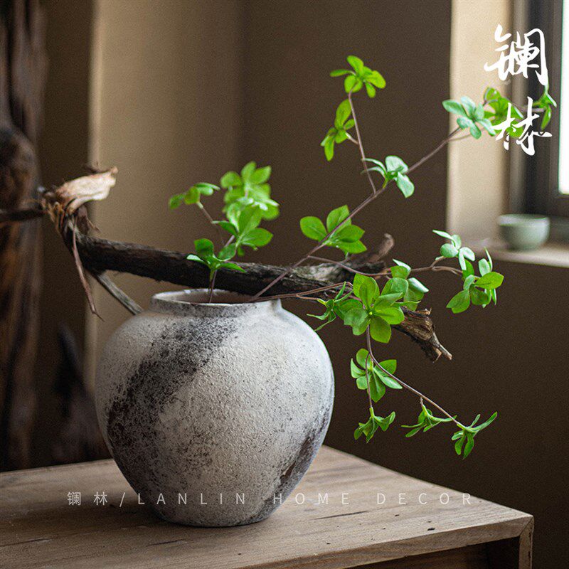 复古花瓶古朴中式陶瓷客厅插花器土陶罐侘寂风摆件民宿茶空间装饰