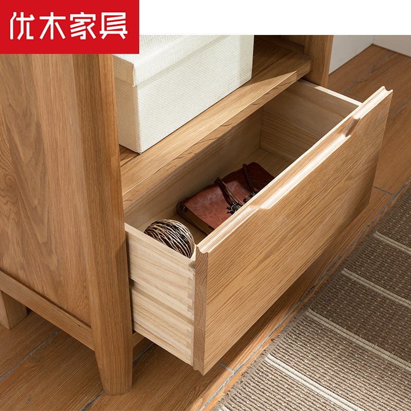 优木家具纯实木书柜架北美橡木书柜立柜书房小书架书橱北欧简约