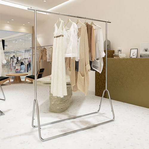 服装店展示架不锈钢轻奢风落地架女装专用衣服架子童装店陈列货架