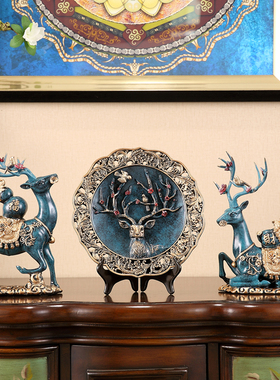 欧式招财鹿摆件创意家居摆设客厅酒柜电视柜美式软装饰品乔迁礼品