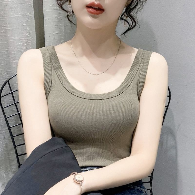 螺纹吊带背心女士外穿夏季新款修身遮副乳内搭无袖打底衫紧身上衣