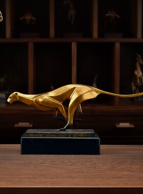 招财金钱豹客厅入门玄关摆件高级工艺品办公室公司开业礼品装饰品