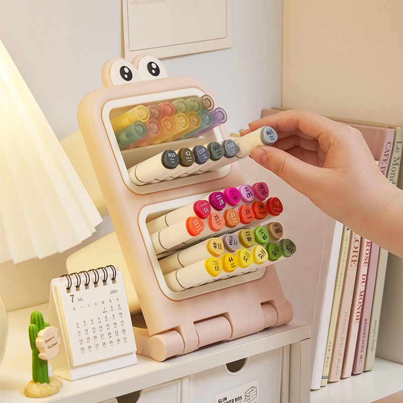 笔筒收纳盒桌面斜插式学生文具收纳架儿童男女孩卡通笔盒办公室