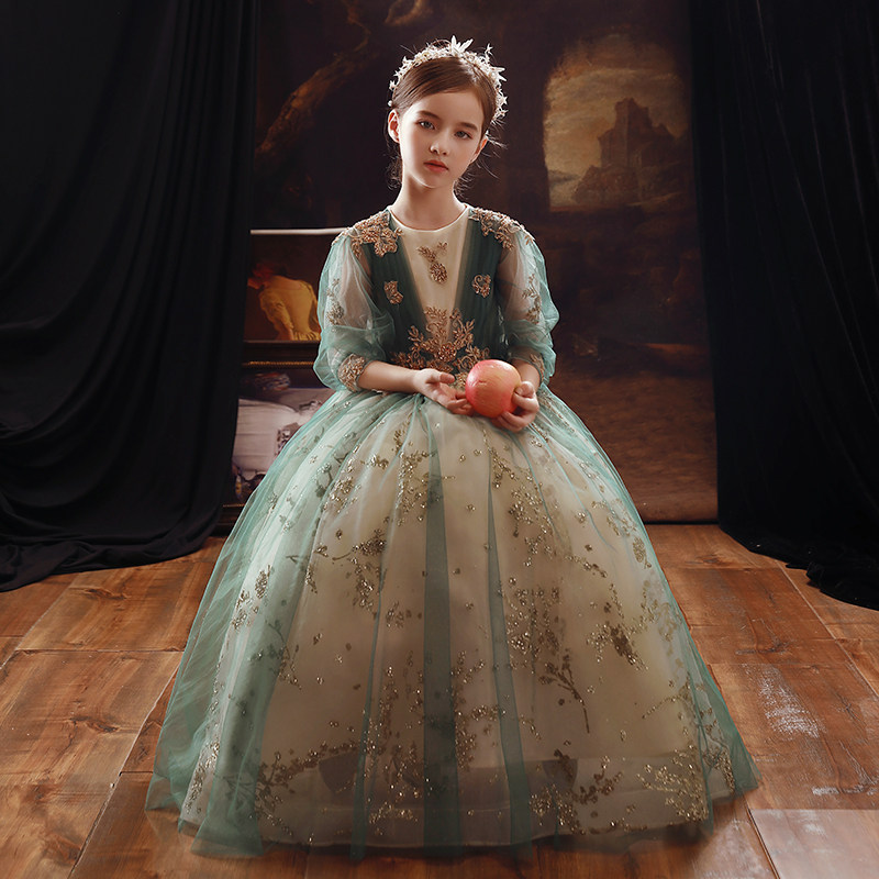 儿童晚礼服公主裙高端婚纱小孩花童钢琴演奏走秀轻奢演出服秋冬季