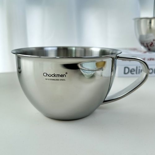 泡面碗沙拉碗18/10不锈钢大肚杯早餐牛奶杯吃饭量杯带手柄带刻度