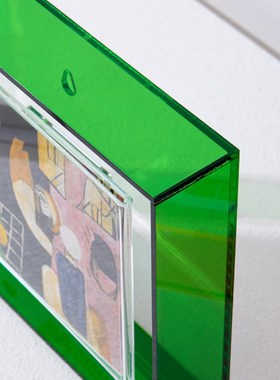 桌面亚克力磁吸悬浮相框摆件5寸6寸画框透明彩色