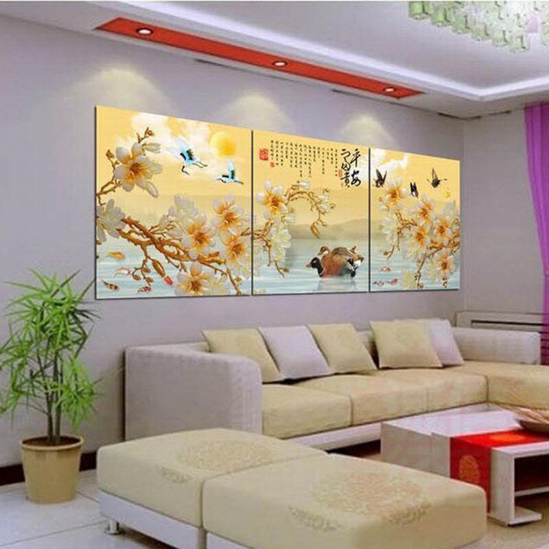 鸳鸯戏水婚房卧室床头沙发背景框装饰挂画 全