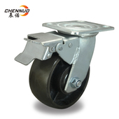 脚轮重型铸铁寸万向轮全铁轮耐高温工业刹车脚轮平板手推车轮子