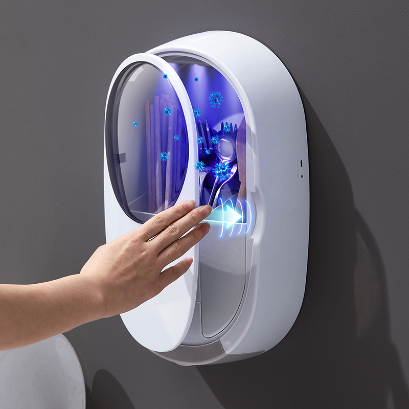 紫外线筷子消毒机家用充电小型带烘干智能风干筷筒壁挂式餐具盒篓