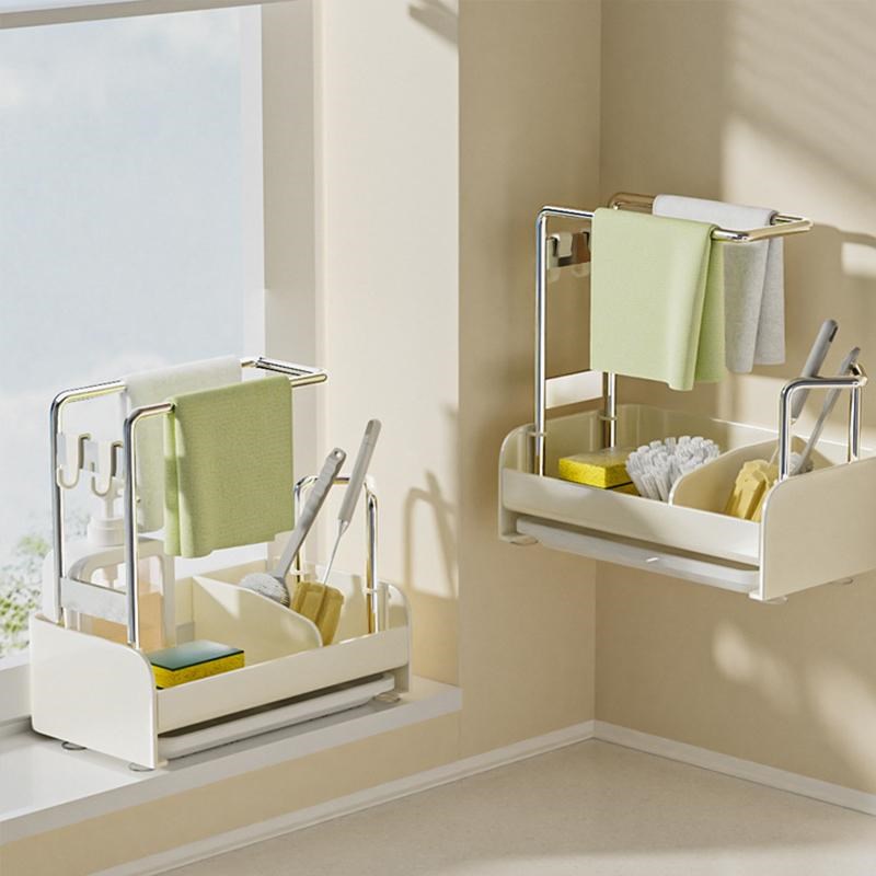 空之喵喵厨房置物架抹布架台面壁挂免打孔沥水架洗碗布收纳架家用