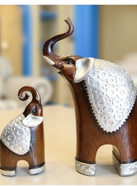 新中式大象母子玄关桌面电视柜酒柜客厅摆件家居装饰品高档次礼物
