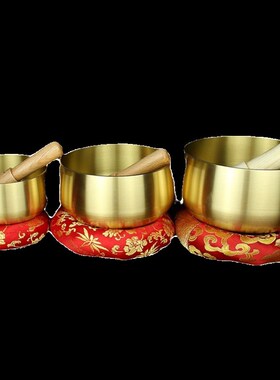 黄铜音钵铜磬纯铜铜钵碗助睡眠瑜伽修行冥想禅定静心满月颂钵音疗