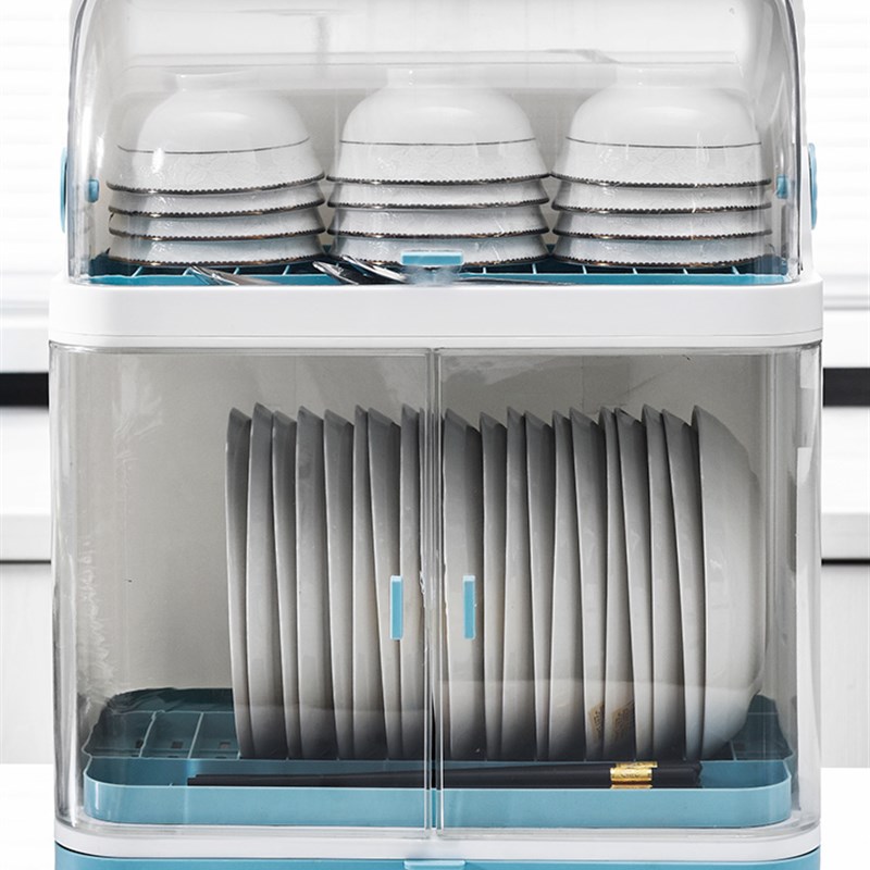 厨房碗架碗筷收纳盒带盖放餐具装碗箱碟盘沥水置物架塑料碗柜家用