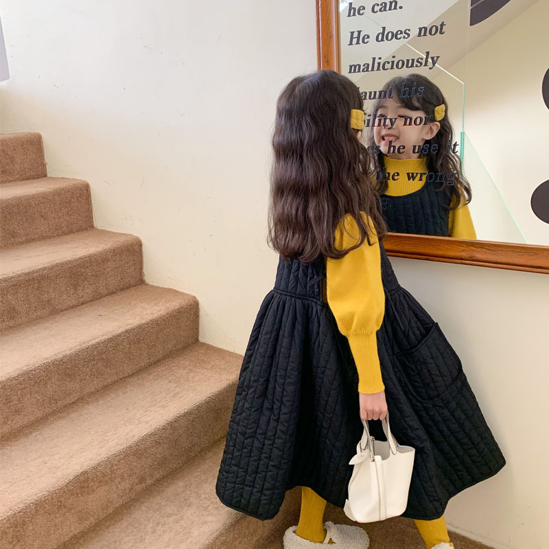 女童连衣裙冬儿童裙子洋气新款童装背心裙加厚设计师公主裙无袖潮