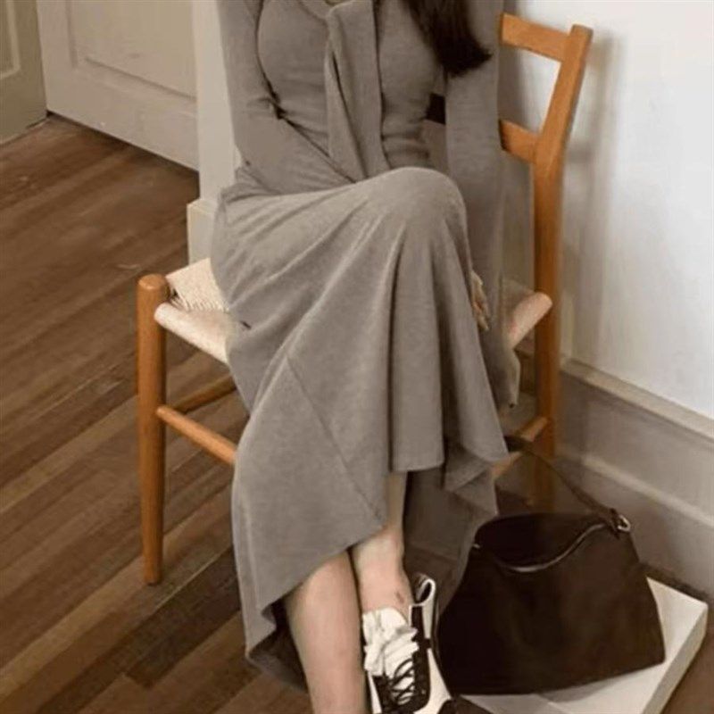 法式长袖针织连衣裙女春秋冬季高级感小个子修身包臀长裙裙子早秋,女装/女士精品,连衣裙,淘宝优惠券,粉丝福利购,淘宝优惠卷