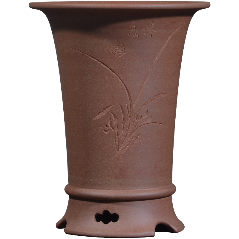 紫砂花盆陶瓷宜兴透气出汗泥兰花盆春吊兰蓝草盆栽君子兰花专用盆