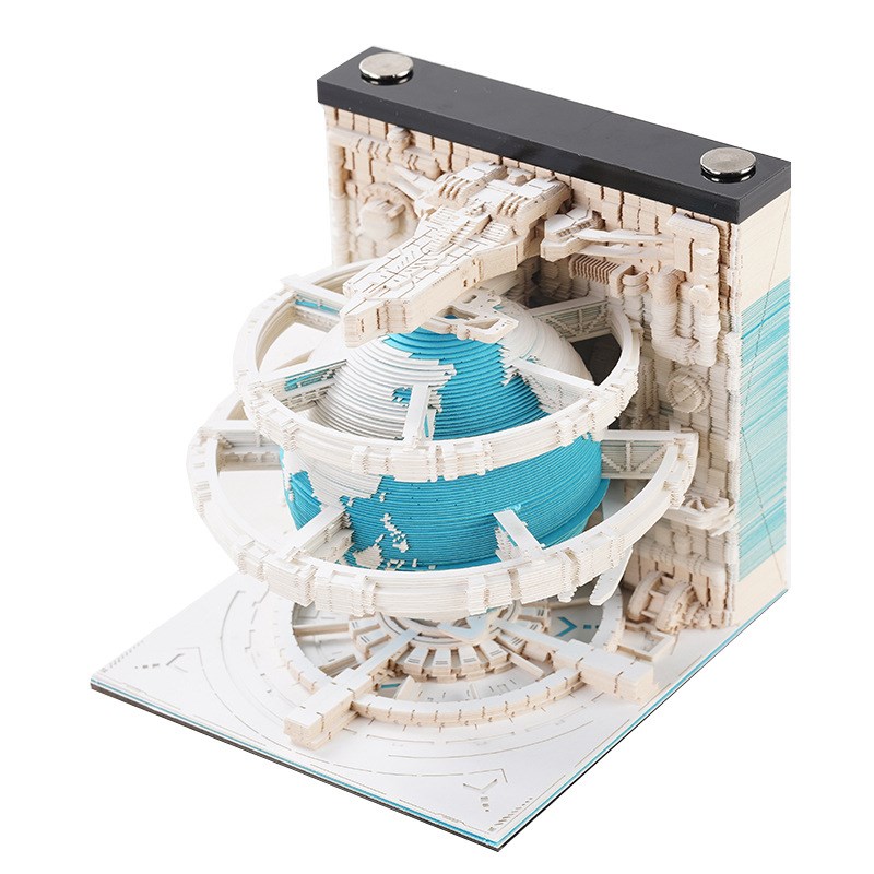 科幻纸雕地球日历3D立体便签纸本艺术品创意网红高颜值便利贴