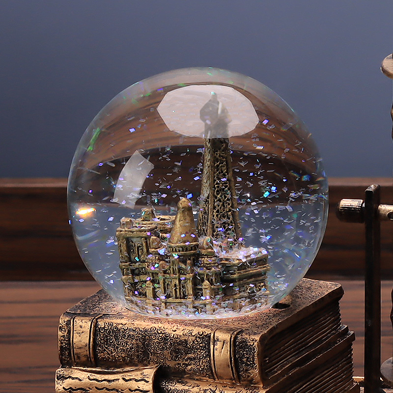 复古水晶球沙漏计时器创意摆件酒柜客厅家居装饰品桌面房间电视柜