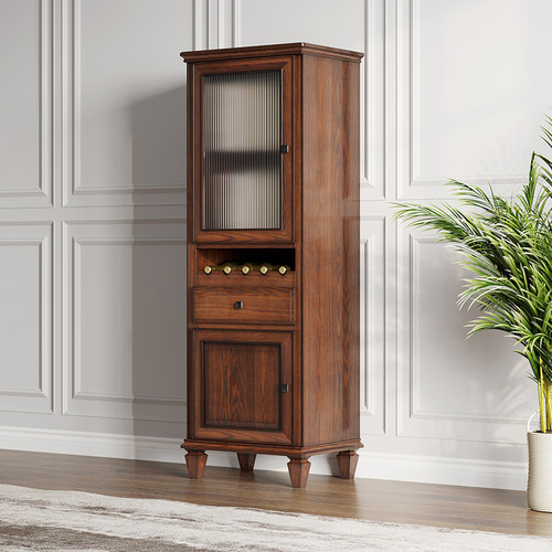 美式乡村实木酒柜边柜复古做旧单开门餐边柜储物柜收纳柜高柜家具