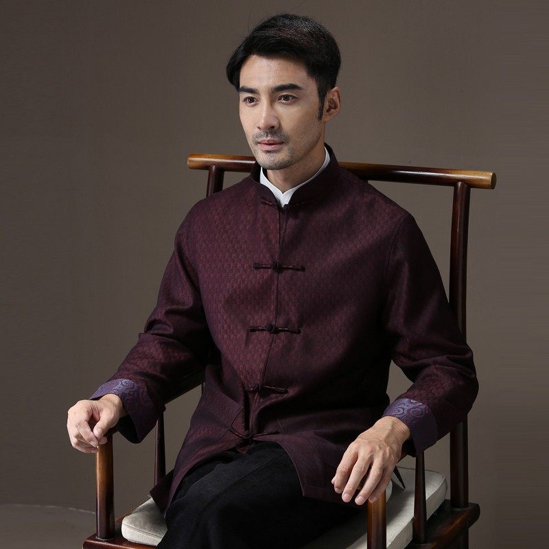 唐装男中老年外套秋冬季休闲中式长袖棉服盘扣高档复古加厚中山装