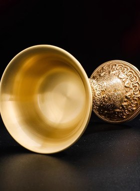 尼泊尔纯铜八吉祥雕花护法杯家用供具黄铜贡酒杯供护杯供茶杯大号