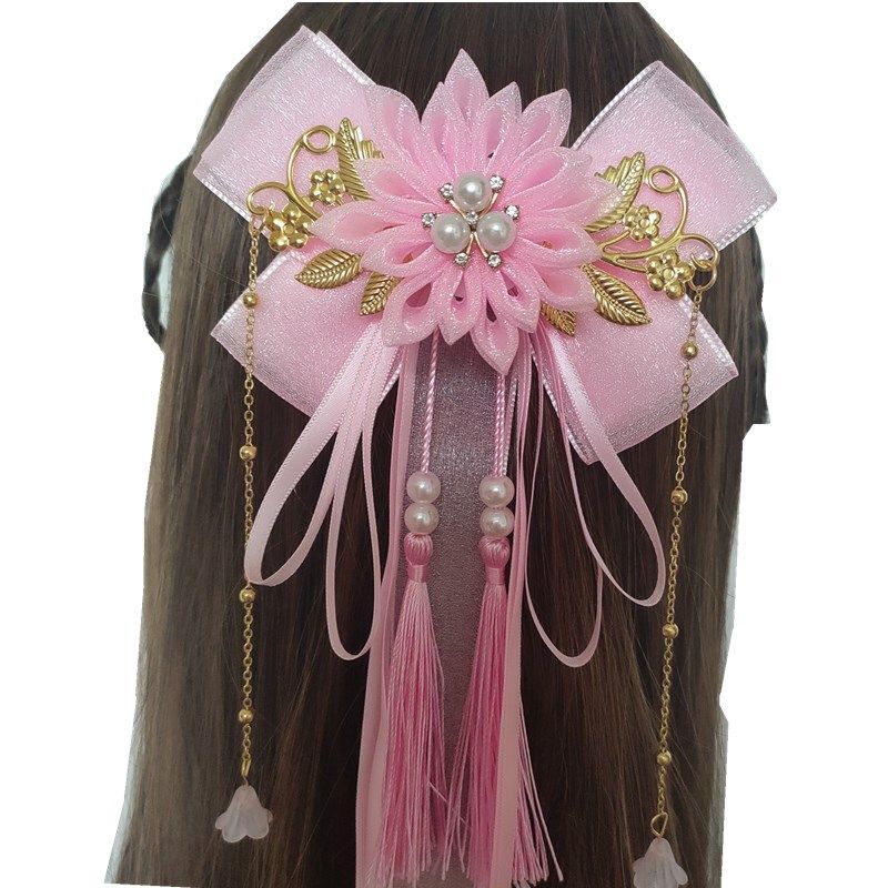 女童古风大蝴蝶结汉服发饰 后脑勺发夹长飘带头花中国风表演发饰,童装/婴儿装/亲子装,发饰,淘宝优惠券,粉丝福利购,淘宝优惠卷