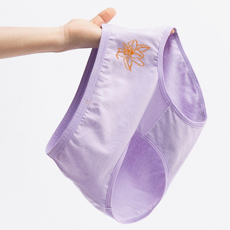 4条女士内裤中高腰纯棉裆全棉质面料性感无痕少女大码三角裤头胖M