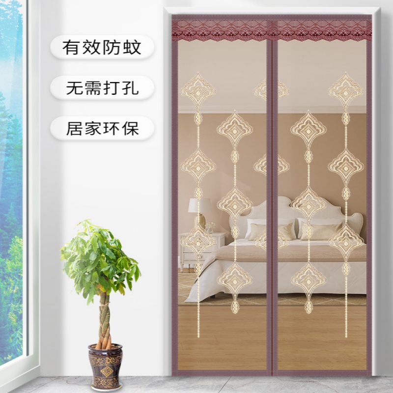防蚊门帘夏季隔断帘魔术贴卧室全磁条纱窗纱门磁铁自吸纱帘免打孔