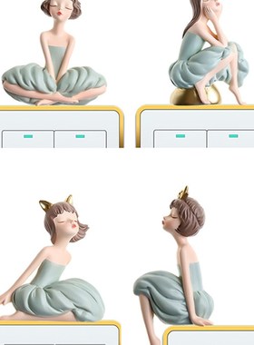 轻奢人物开关贴创意保护套3d立体插座可爱卡通风插座装饰贴室内