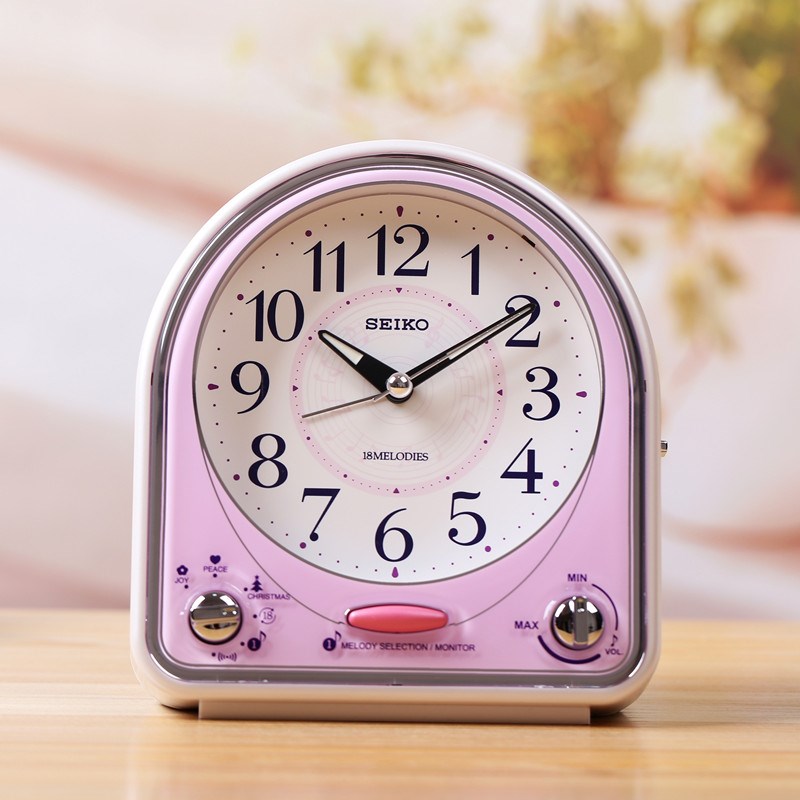 SEIKO精工床头静音防贪睡闹钟音乐夜光多功能简约电子QHP003