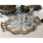 奢华水晶玻璃镶铜水果盘工艺雕刻托盘装 茱莉安法式 欧式 饰送礼