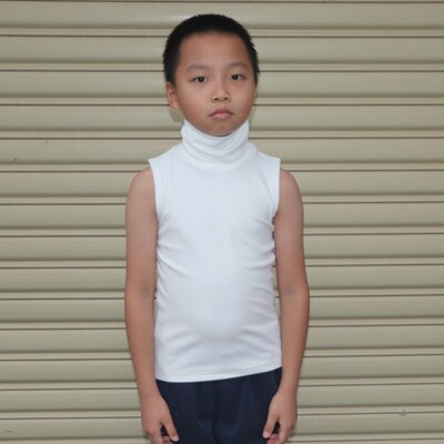 儿童高领打底衫2022秋冬款男童女童无袖T恤 宝宝半截德绒背心