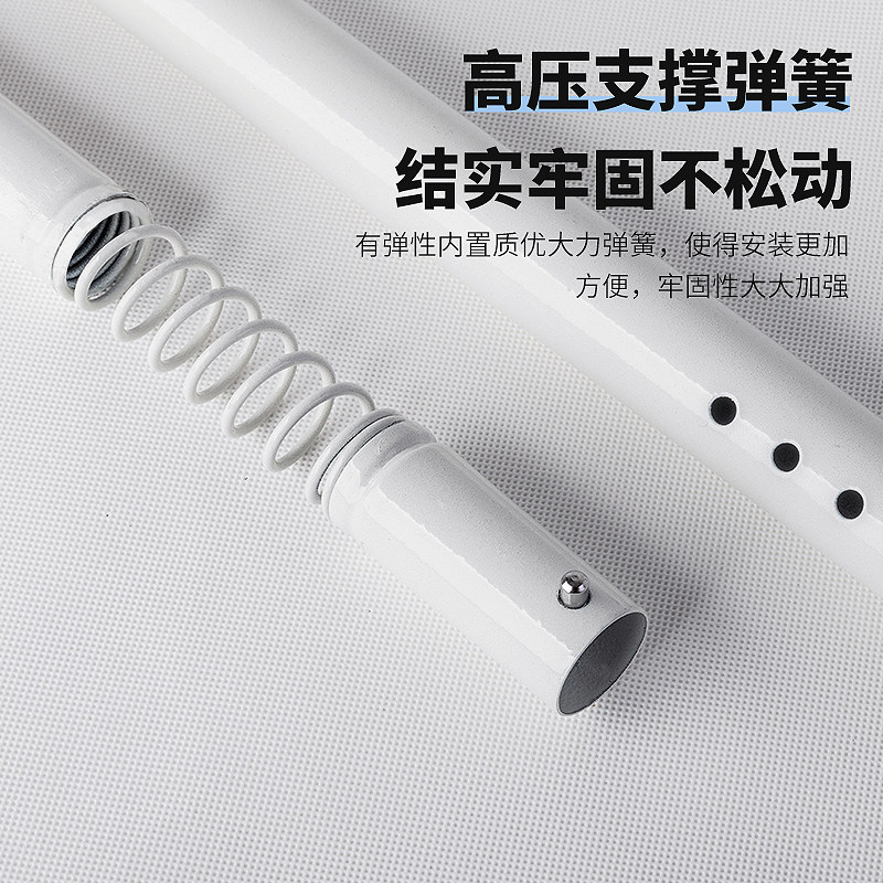 加厚免打孔伸缩窗帘杆简易安装卧室飘窗免钉安装晾衣杆架收缩挂杆图片